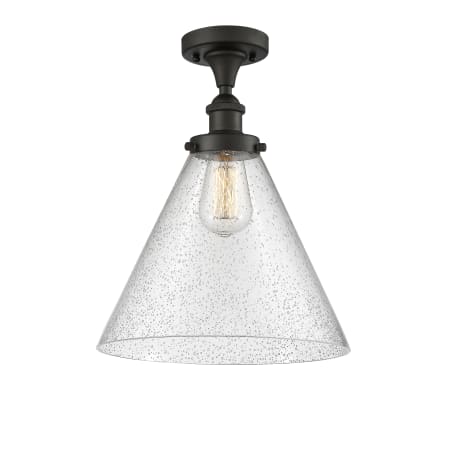 A large image of the Innovations Lighting 916-1C-13-12-L Cone Semi-Flush Oil Rubbed Bronze / Seedy