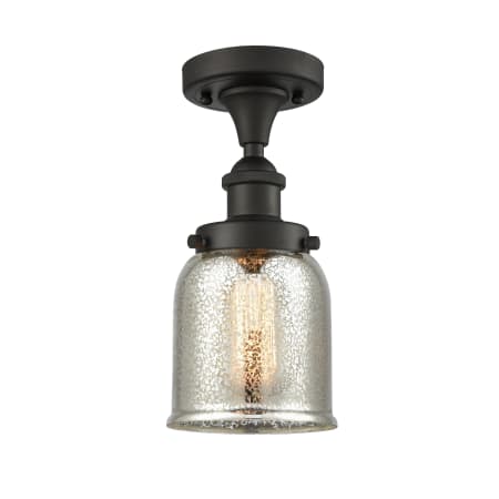 A large image of the Innovations Lighting 916-1C-11-5 Bell Semi-Flush Oil Rubbed Bronze / Silver Plated Mercury