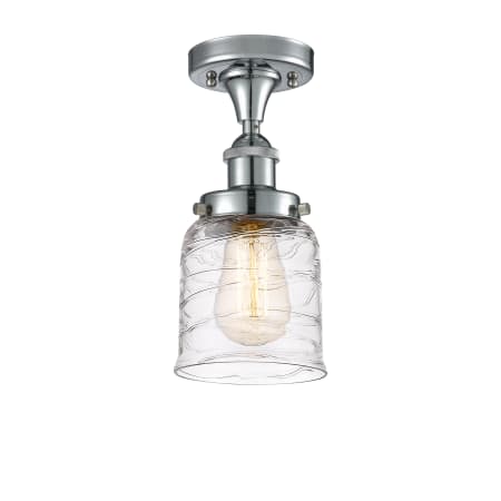 A large image of the Innovations Lighting 916-1C-11-5 Bell Semi-Flush Polished Chrome / Deco Swirl