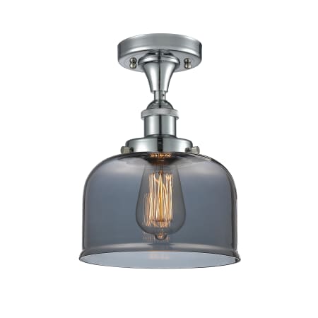 A large image of the Innovations Lighting 916-1C Large Bell Polished Chrome / Plated Smoke