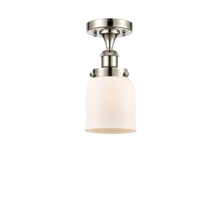 A large image of the Innovations Lighting 916-1C-11-5 Bell Semi-Flush Polished Nickel / Matte White