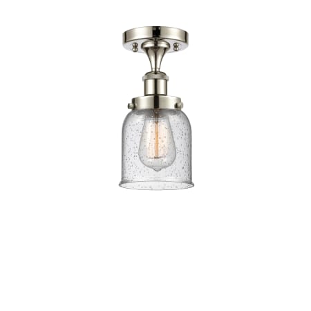 A large image of the Innovations Lighting 916-1C-11-5 Bell Semi-Flush Polished Nickel / Seedy