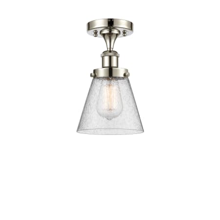 A large image of the Innovations Lighting 916-1C-11-6 Cone Semi-Flush Polished Nickel / Seedy