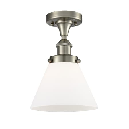 A large image of the Innovations Lighting 916-1C Large Cone Brushed Satin Nickel / Matte White