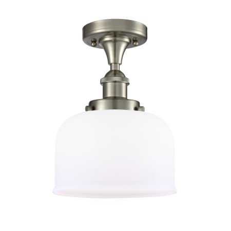 A large image of the Innovations Lighting 916-1C Large Bell Brushed Satin Nickel / Matte White