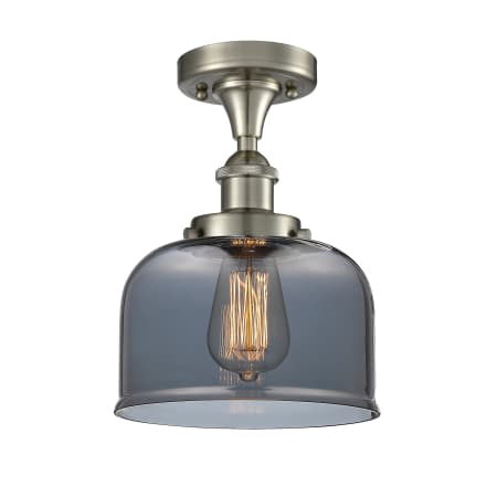 A large image of the Innovations Lighting 916-1C Large Bell Brushed Satin Nickel / Plated Smoke