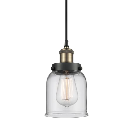 A large image of the Innovations Lighting 916-1P-10-5 Bell Pendant Black Antique Brass / Clear