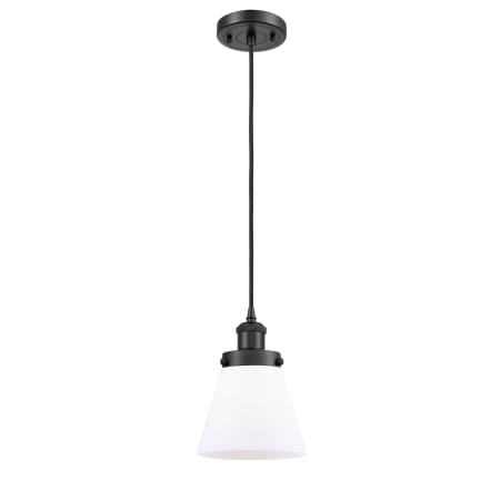 A large image of the Innovations Lighting 916-1P Small Cone Matte Black / Matte White