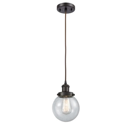A large image of the Innovations Lighting 916-1P Beacon Oil Rubbed Bronze / Seedy
