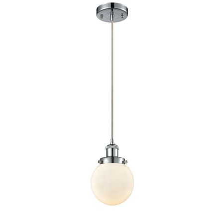 A large image of the Innovations Lighting 916-1P Beacon Polished Chrome / Matte White