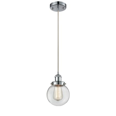 A large image of the Innovations Lighting 916-1P Beacon Polished Chrome / Clear