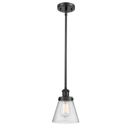 A large image of the Innovations Lighting 916-1S Small Cone Matte Black / Seedy