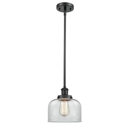 A large image of the Innovations Lighting 916-1S Large Bell Matte Black / Clear