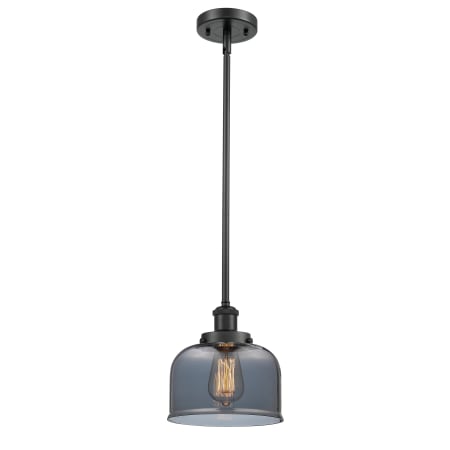 A large image of the Innovations Lighting 916-1S Large Bell Matte Black / Plated Smoke