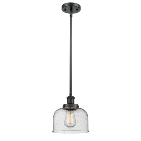 A large image of the Innovations Lighting 916-1S Large Bell Matte Black / Seedy