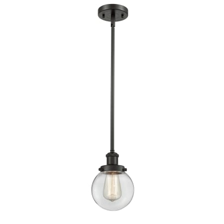A large image of the Innovations Lighting 916-1S Beacon Oil Rubbed Bronze / Clear