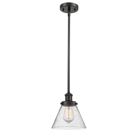 A large image of the Innovations Lighting 916-1S Large Cone Oil Rubbed Bronze / Seedy