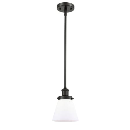 A large image of the Innovations Lighting 916-1S Small Cone Oil Rubbed Bronze / Matte White