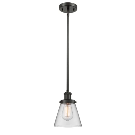 A large image of the Innovations Lighting 916-1S Small Cone Oil Rubbed Bronze / Clear