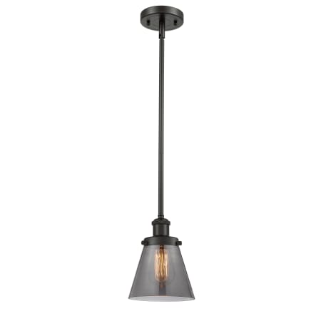 A large image of the Innovations Lighting 916-1S Small Cone Oil Rubbed Bronze / Plated Smoke