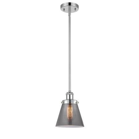 A large image of the Innovations Lighting 916-1S Small Cone Polished Chrome / Plated Smoke