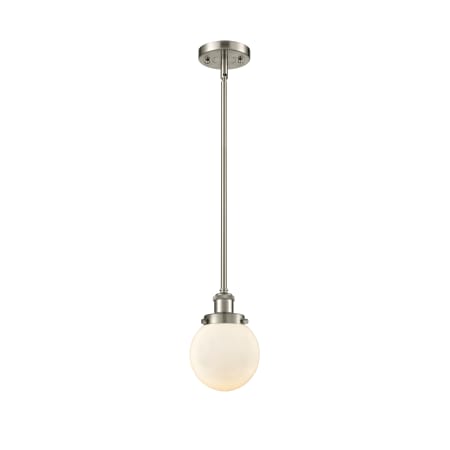 A large image of the Innovations Lighting 916-1S Beacon Brushed Satin Nickel / Matte White