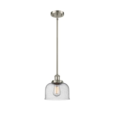 A large image of the Innovations Lighting 916-1S Large Bell Brushed Satin Nickel / Seedy