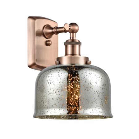 A large image of the Innovations Lighting 916-1W-13-8 Bell Sconce Antique Copper / Silver Plated Mercury