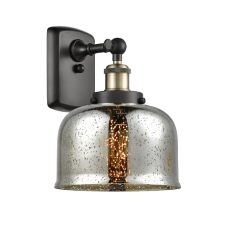 A large image of the Innovations Lighting 916-1W-13-8 Bell Sconce Black Antique Brass / Silver Plated Mercury