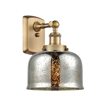 A large image of the Innovations Lighting 916-1W-13-8 Bell Sconce Brushed Brass / Silver Plated Mercury