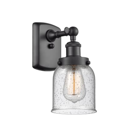 A large image of the Innovations Lighting 916-1W Small Bell Matte Black / Seedy