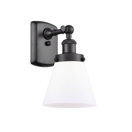 A large image of the Innovations Lighting 916-1W Small Cone Matte Black / Matte White