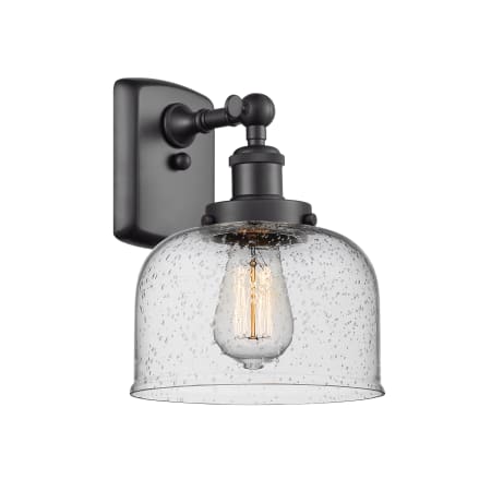 A large image of the Innovations Lighting 916-1W Large Bell Matte Black / Seedy