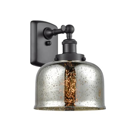A large image of the Innovations Lighting 916-1W-13-8 Bell Sconce Matte Black / Silver Plated Mercury
