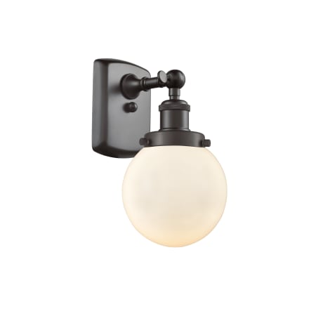 A large image of the Innovations Lighting 916-1W Beacon Oil Rubbed Bronze / Matte White