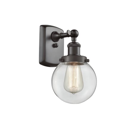 A large image of the Innovations Lighting 916-1W Beacon Oil Rubbed Bronze / Clear