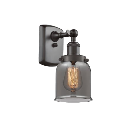 A large image of the Innovations Lighting 916-1W Small Bell Oil Rubbed Bronze / Plated Smoke