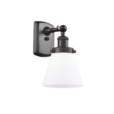 A large image of the Innovations Lighting 916-1W Small Cone Oil Rubbed Bronze / Matte White