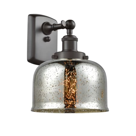 A large image of the Innovations Lighting 916-1W-13-8 Bell Sconce Oil Rubbed Bronze / Silver Plated Mercury