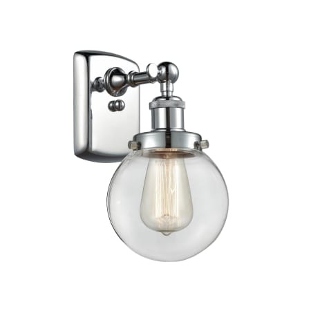 A large image of the Innovations Lighting 916-1W Beacon Polished Chrome / Clear