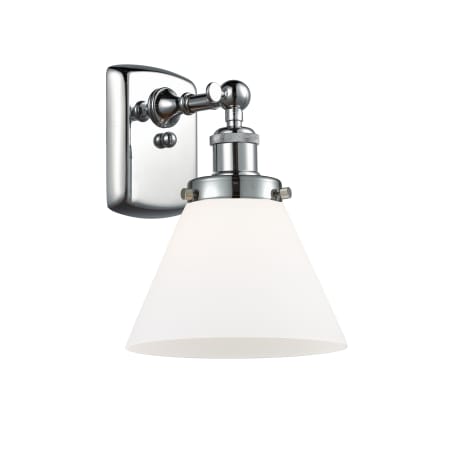 A large image of the Innovations Lighting 916-1W Large Cone Polished Chrome / Matte White