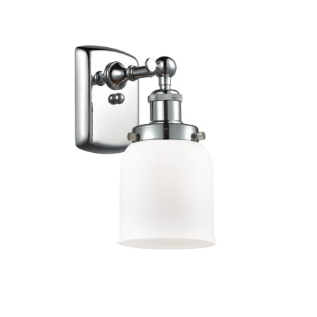 A large image of the Innovations Lighting 916-1W Small Bell Polished Chrome / Matte White