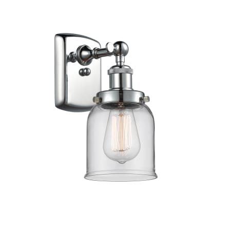 A large image of the Innovations Lighting 916-1W Small Bell Polished Chrome / Clear