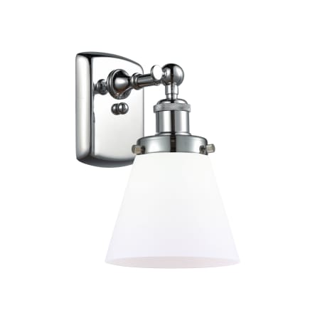 A large image of the Innovations Lighting 916-1W Small Cone Polished Chrome / Matte White
