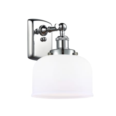 A large image of the Innovations Lighting 916-1W Large Bell Polished Chrome / Matte White