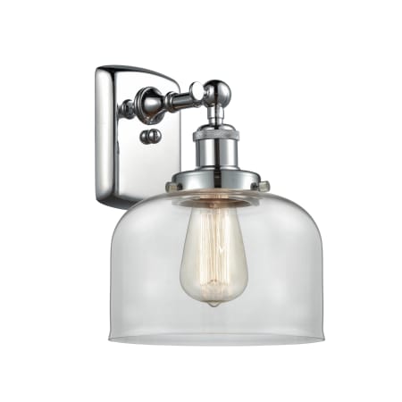 A large image of the Innovations Lighting 916-1W Large Bell Polished Chrome / Clear