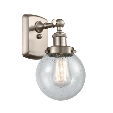 A large image of the Innovations Lighting 916-1W Beacon Brushed Satin Nickel / Seedy