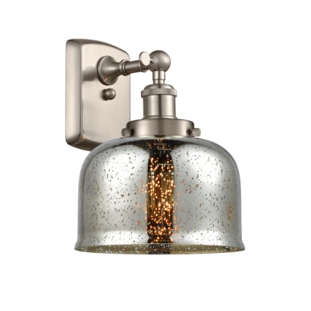 A large image of the Innovations Lighting 916-1W-13-8 Bell Sconce Brushed Satin Nickel / Silver Plated Mercury