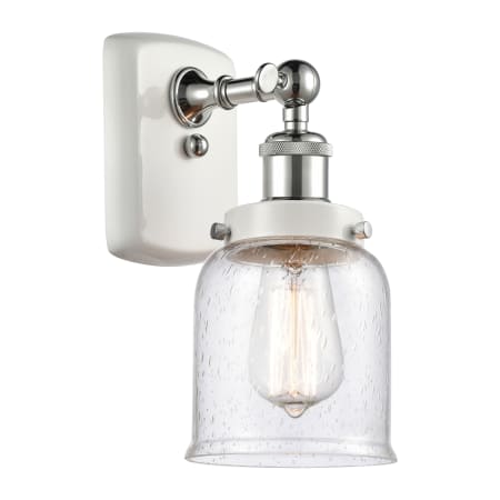 A large image of the Innovations Lighting 916-1W-12-5 Bell Sconce White and Polished Chrome / Seedy