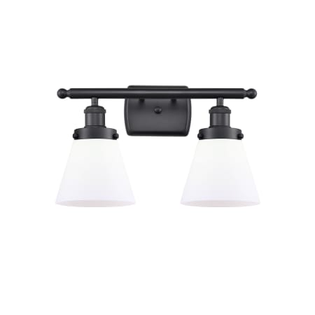 A large image of the Innovations Lighting 916-2W Small Cone Matte Black / Matte White